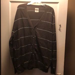 Brown, white Striped Cardigan